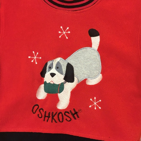 Kids Vintage OshKosh B'gosh Red and Black Puppy Sweatshirt Size 3T - Picture 2 of 3